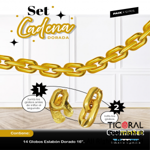 SET DE GLOBOS CADENA ORO 14 UNIDADES X 1